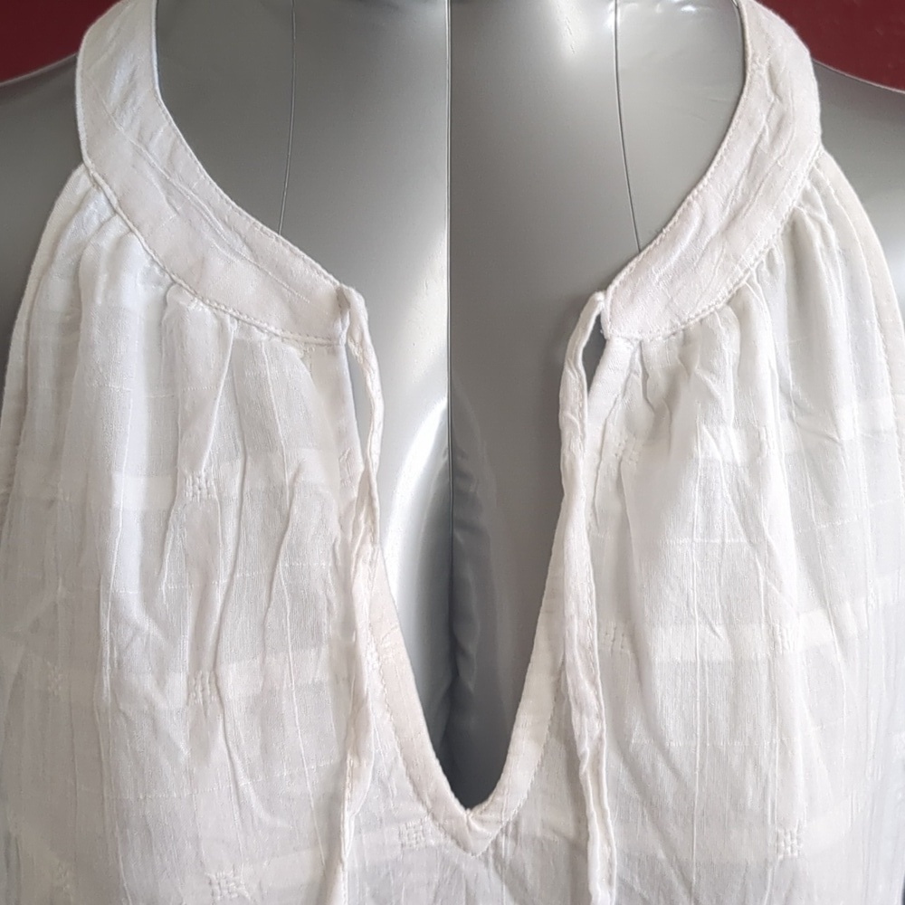CABANA LIFE Essentials-White Sleeveless Halter-Tassels Eyelet Mini Dress SPF 50+ - Picture 9 of 14